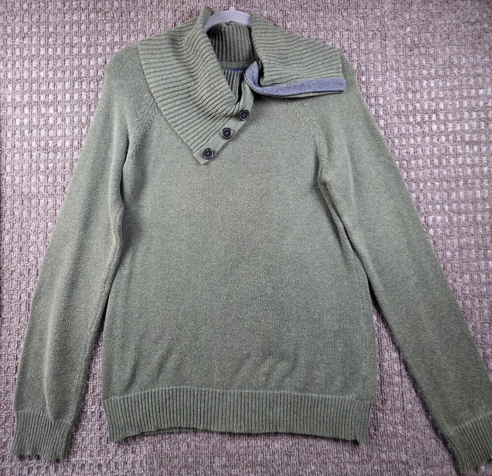 Women's Gap Olive Green Pullover Asymmetrical Button-Neck Sweater Size L